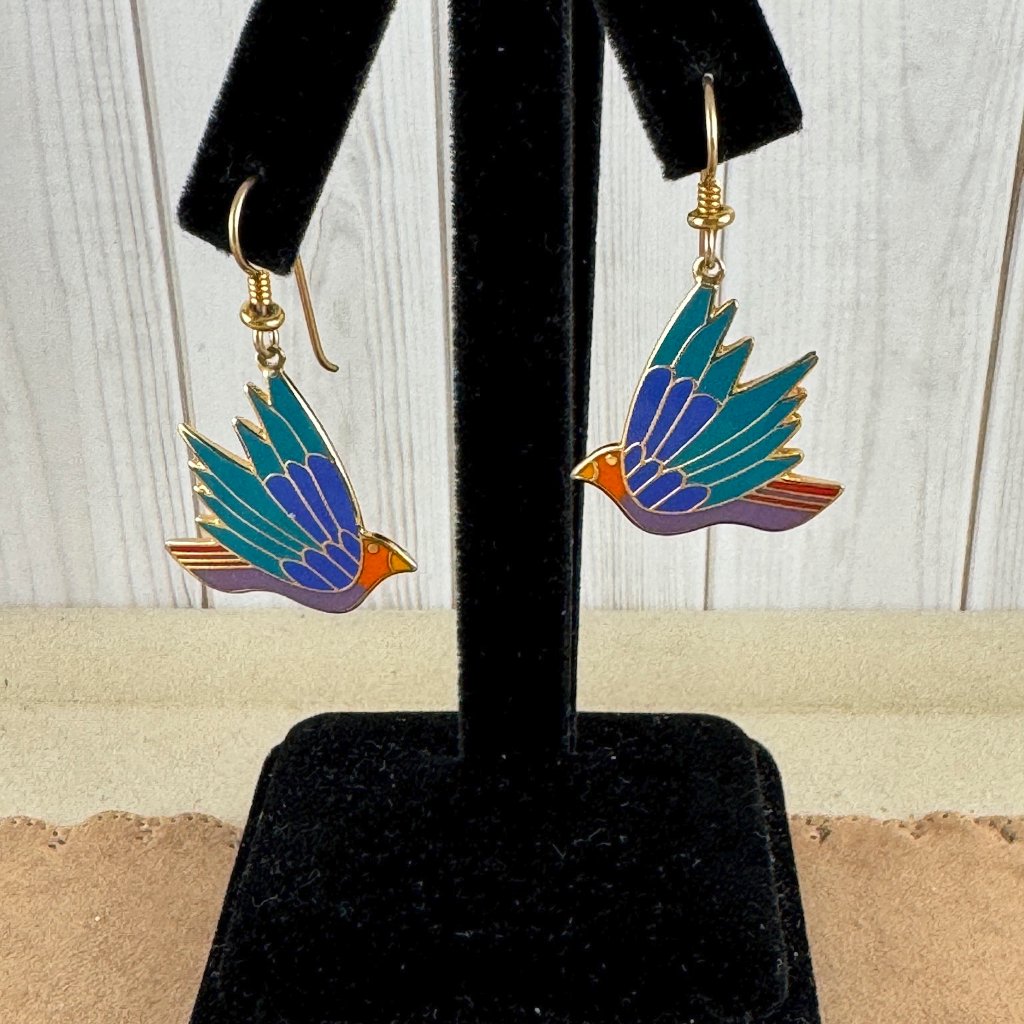 Vintage Rare Laurel Burch Earrings Celeste Birds French Hook Wire Earrings 67$